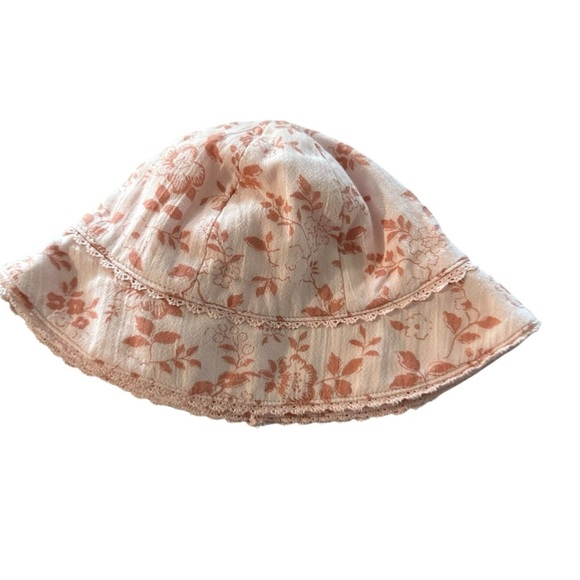 Janie and Jack Floral Print Kids Hat - Peach - Picture 2 of 5